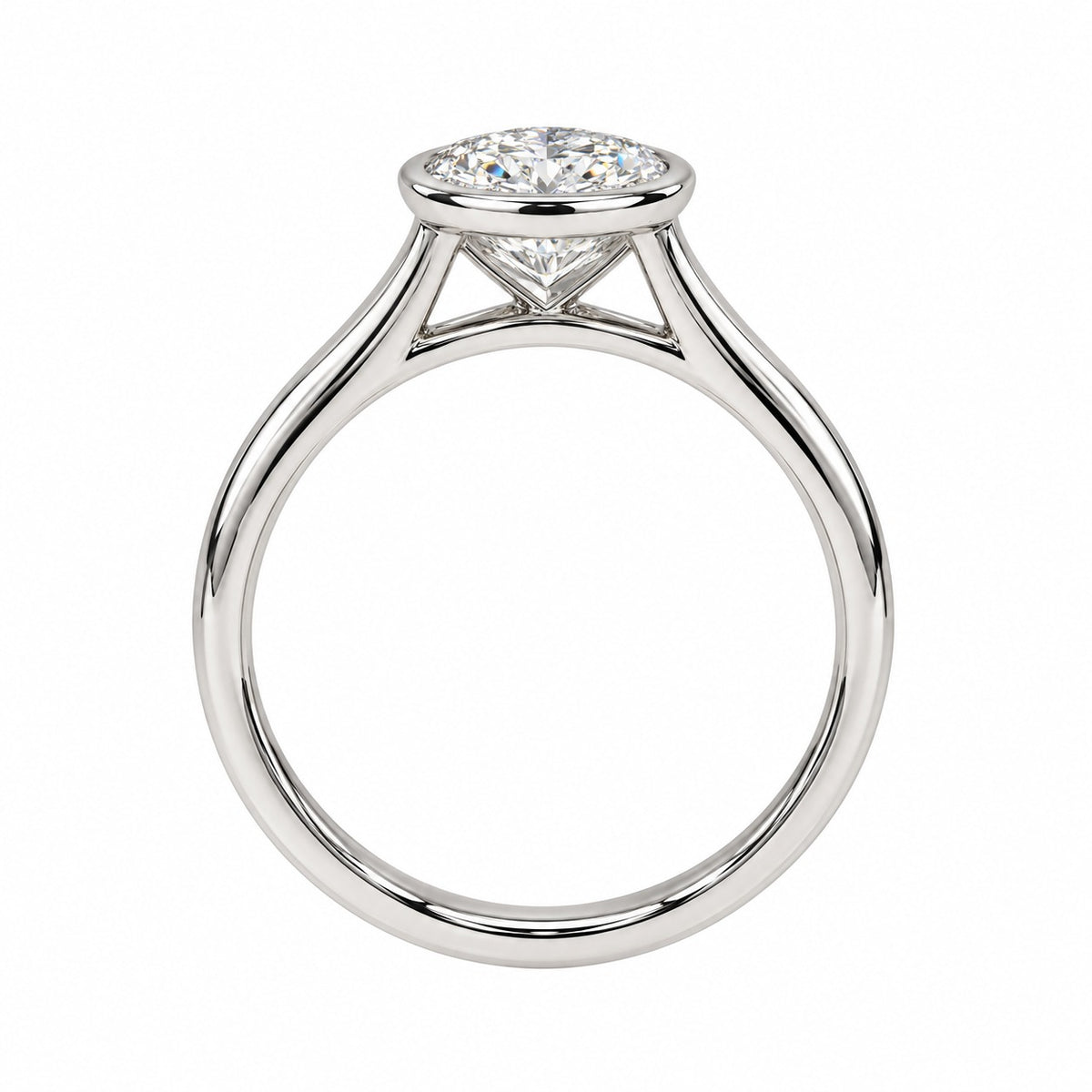 Raffi&Co.® 14K White Gold 1.51 ct Oval Lab Grown Diamond Bezel Engagement Ring — angle view