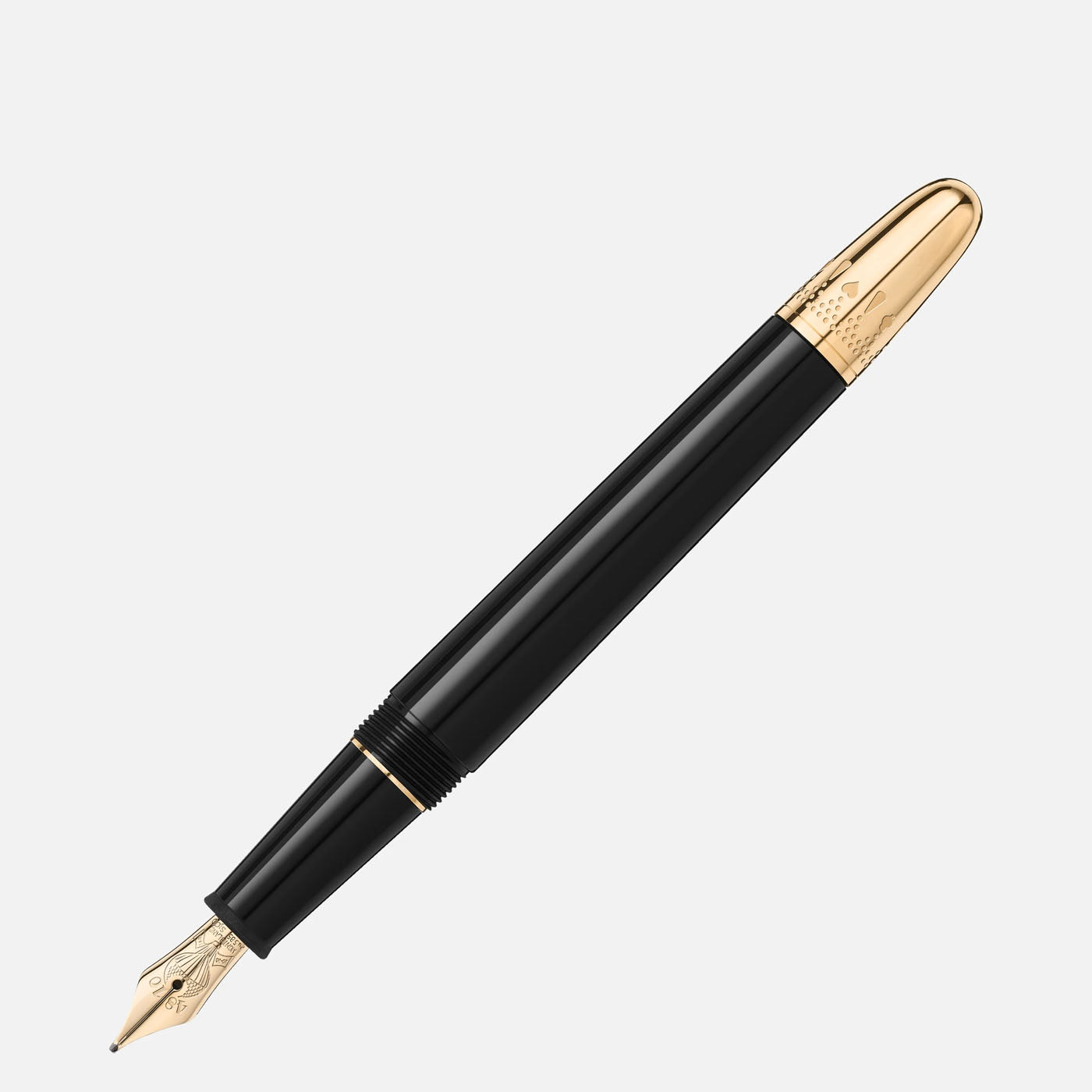 The Montblanc Meisterstück Around the World in 80 Days Classique Fountain Pen is a masterful creation, featuring an elegantly angled gold nib and cap. Made from anthracite precious resin, its glossy finish exudes sophistication. The detailed engravings on the nib narrate the adventures of Around the World in 80 Days.