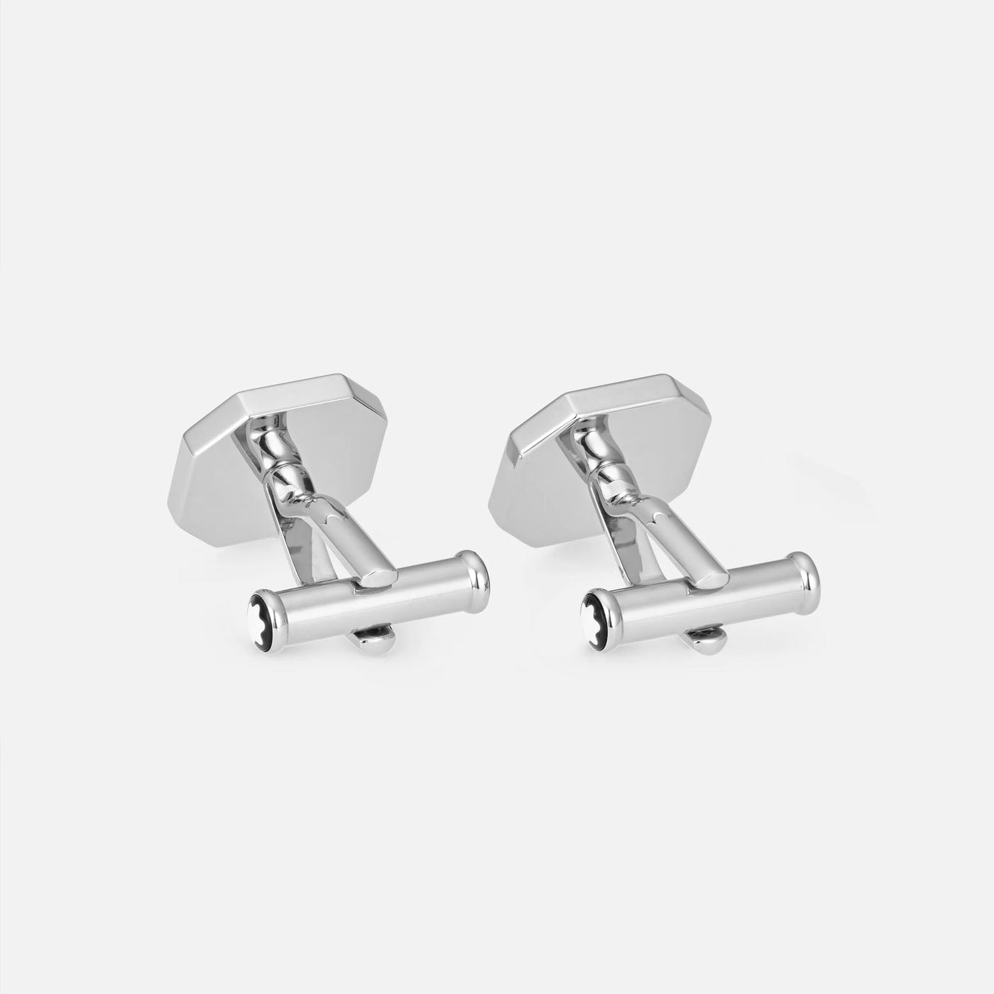 A pair of Montblanc Extreme 3.0 Collection Cufflinks from Montblanc, featuring an engraved hexagonal pattern on a plain white background.