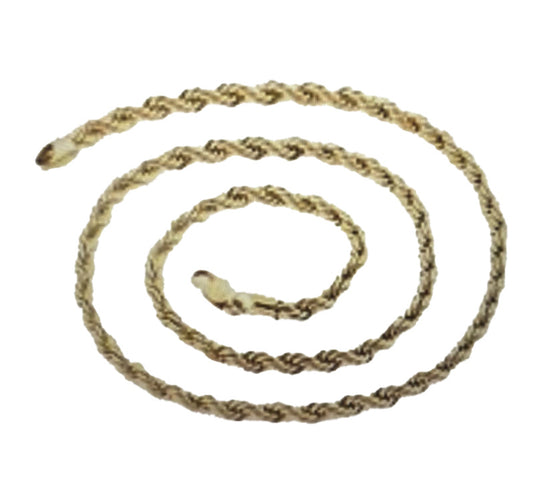 A 14K yellow gold solid rope chain, featuring a spiral pattern, crafted by Raffi Jewellers - Canada.