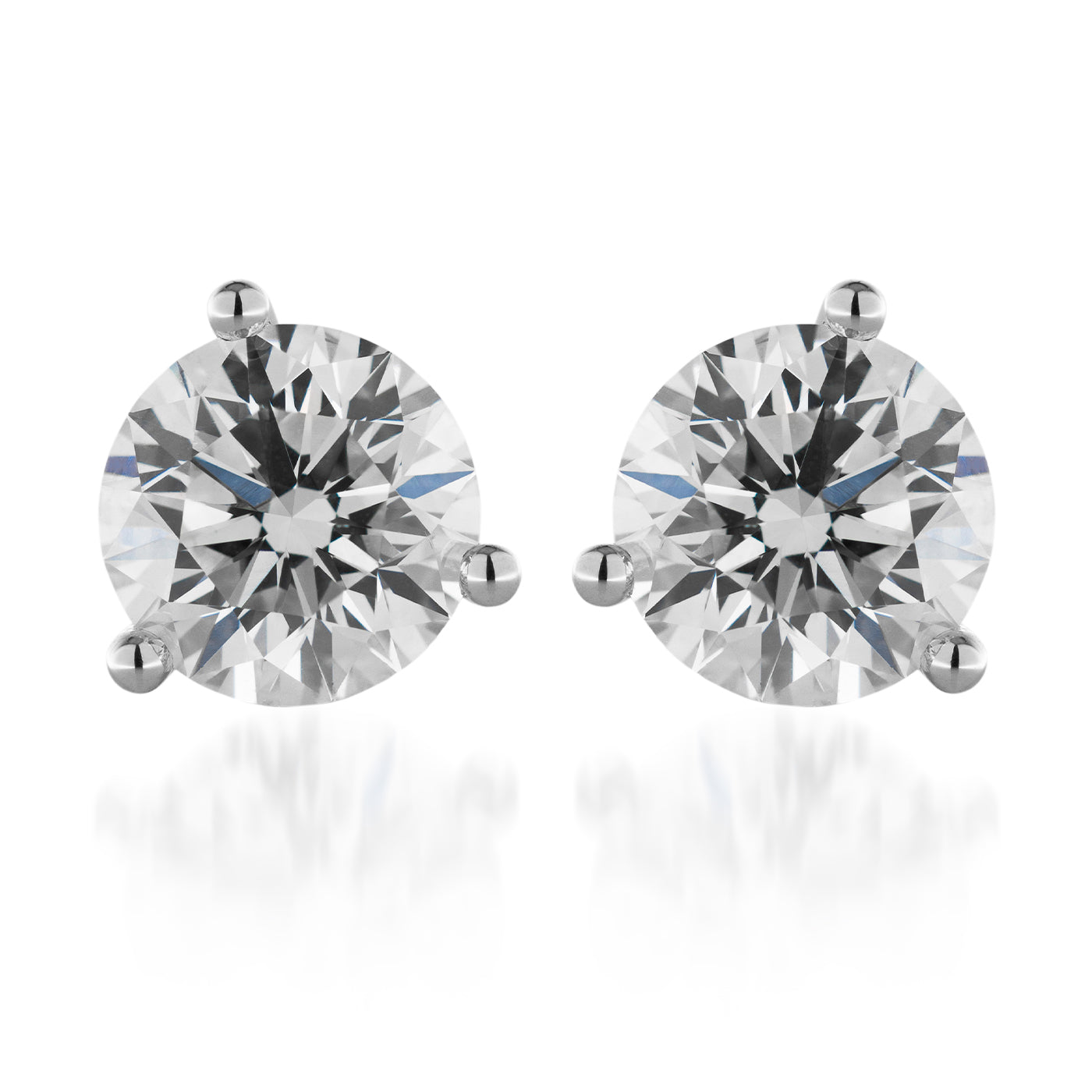 Raffi&Co.® 14K White Gold Diamond Stud Earrings showcase round diamonds in three-prong settings, displayed on a white background.