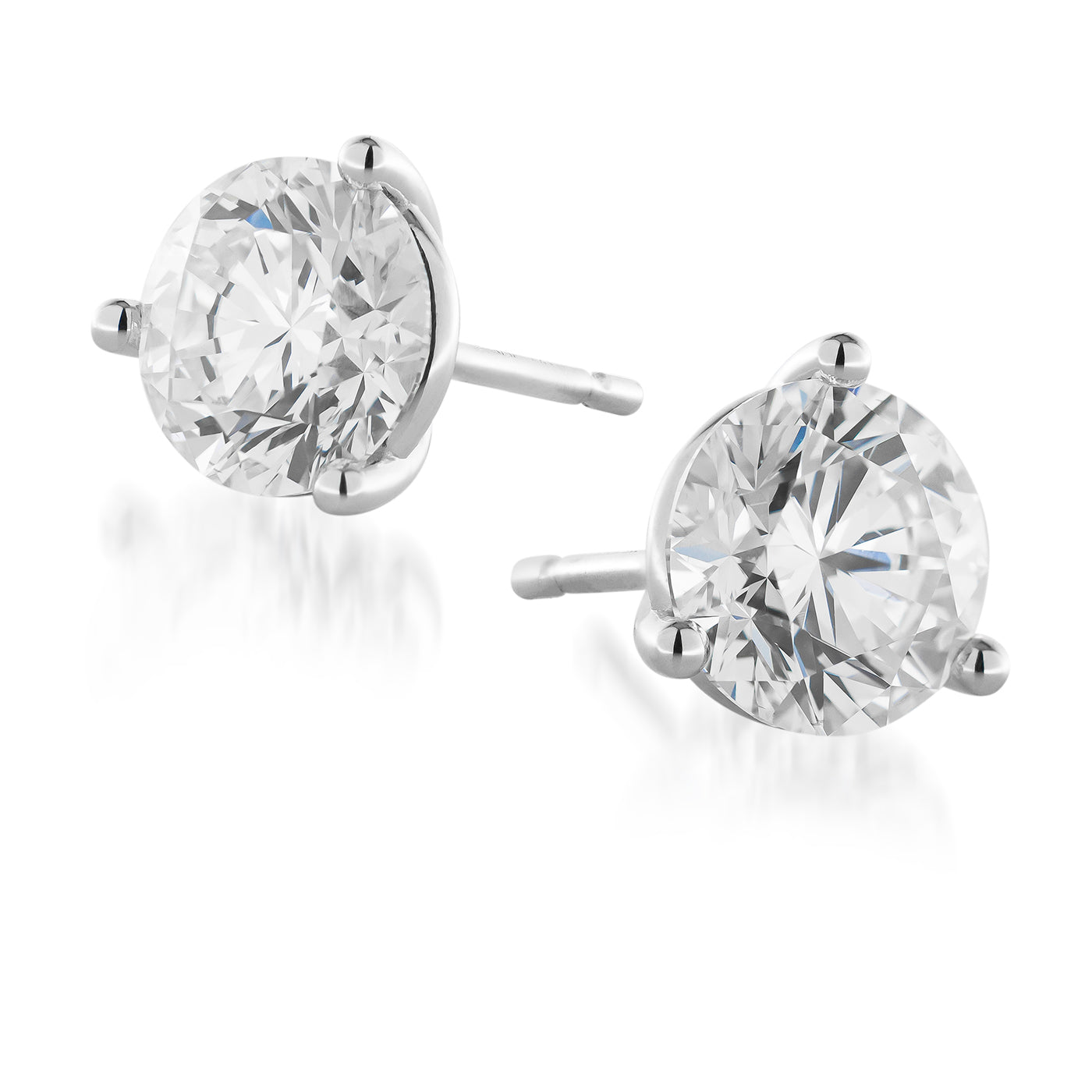 Raffi&Co.® 14K White Gold Diamond Stud Earrings by Raffi&Co, featuring round brilliant-cut diamonds in white gold prong settings, displayed on a white background.