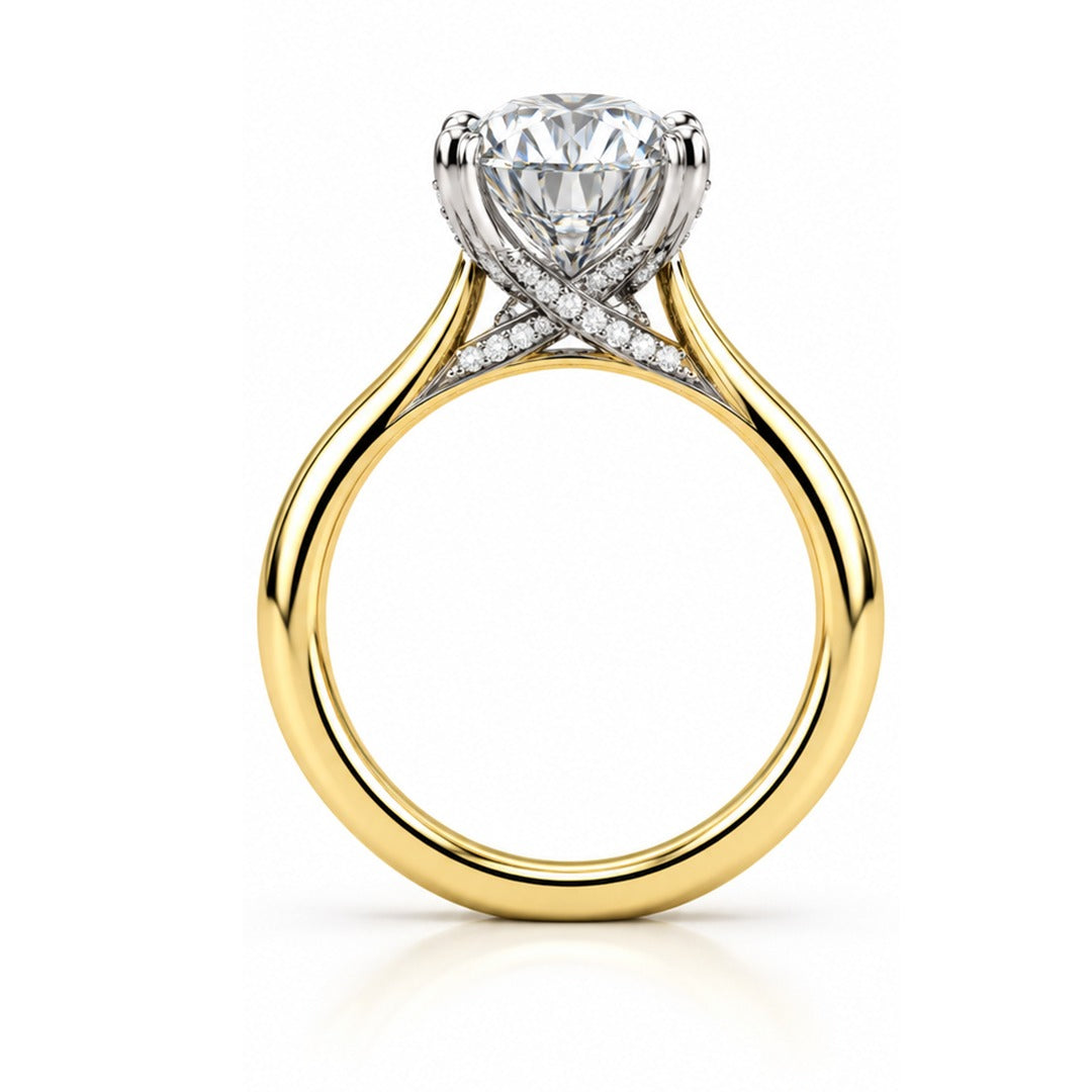 Raffi&Co.® 14K Two-Tone Gold 3.53 ct Round Lab Grown Diamond Accented Solitaire Engagement Ring — angle view