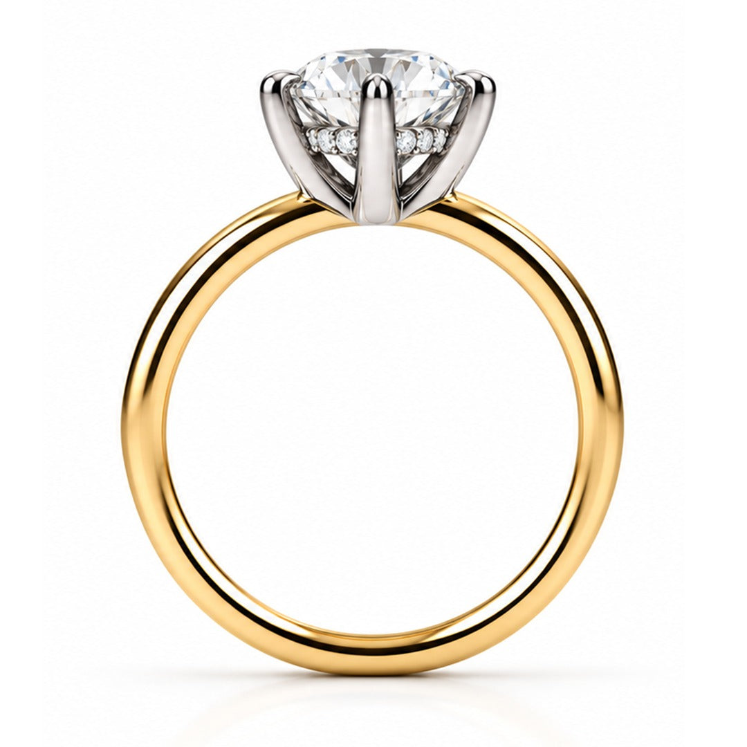 Raffi&Co.® 14K Yellow Gold 3.04 ct Round Lab Grown Diamond Hidden Halo Engagement Ring — angle view