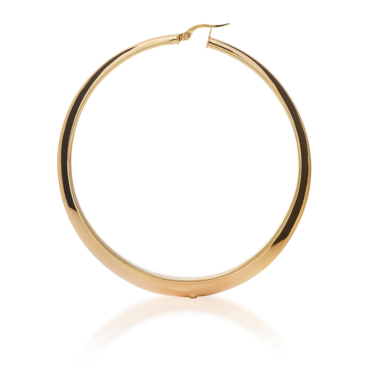 The Raffi&Co.® 14K Yellow Gold Hoop Earrings feature a smooth, shiny polished finish and a simple clasp at the top, set against a plain white background.