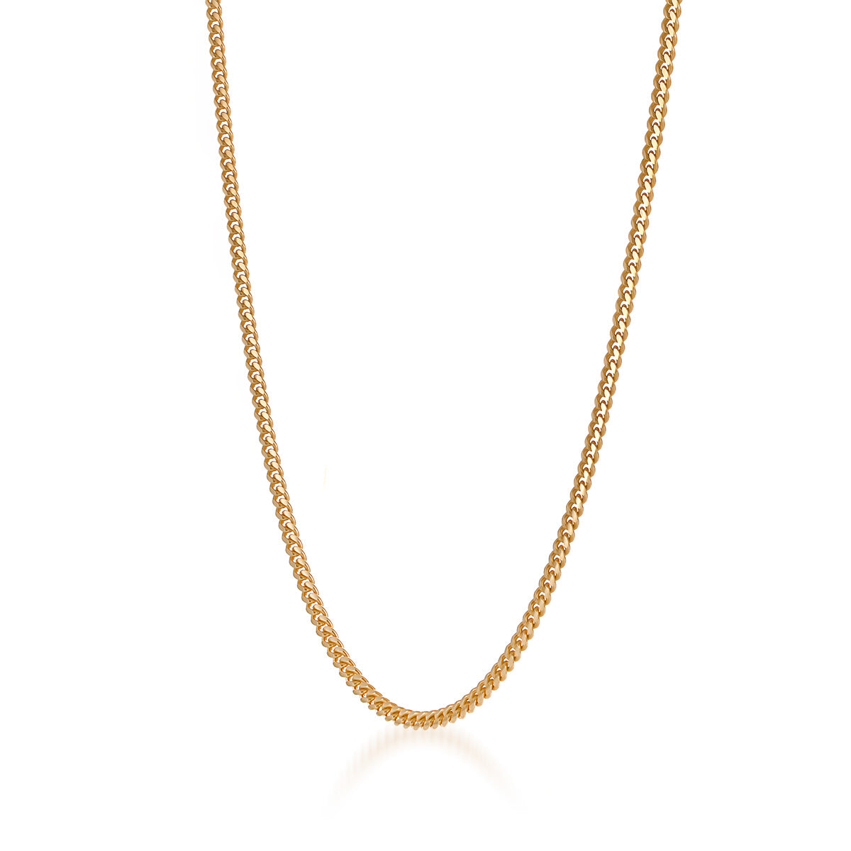 The Raffi&Co.® 18K Yellow Gold Curb Chain Necklace features a classic, elegant design with its intricately woven links. Its understated shine elegantly curves against a plain white backdrop, making it a timeless addition to any jewelry collection.