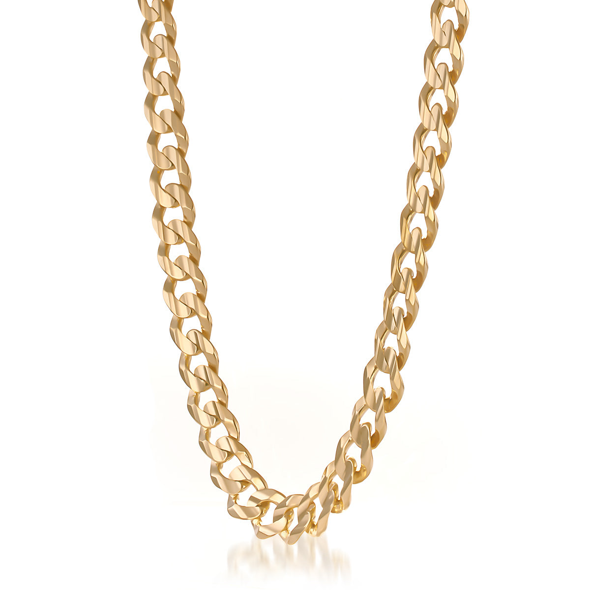 The Raffi&Co.® 14K Yellow Gold Curb Chain Necklace, crafted with a classic design of smooth interlocking links, is a stunning piece that truly stands out in any jewelry collection. Elegantly set against a plain white background, its beauty is undeniable.