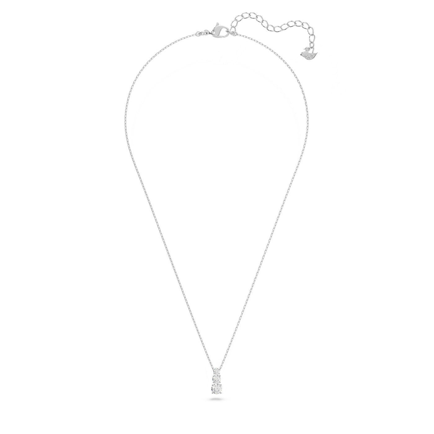 A delicate necklace featuring a fine chain and a small, sparkling centerpiece, the Swarovski Pendant Attract Trilogy Necklace Pendant showcases an adjustable clasp with an extender for personalized length. The pendant is adorned with tiny, clear crystals for added elegance.
