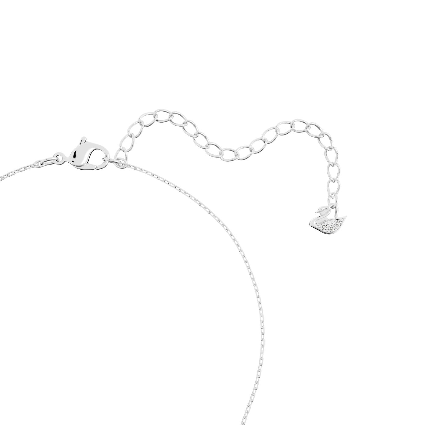 The Swarovski Round Cut Solitaire Necklace Pendant exudes timeless elegance with its delicate rhodium-plated design. This sophisticated accessory features a small duck-shaped charm attached to an adjustable chain, complete with a lobster clasp and round links for effortless resizing, perfectly blending classic allure with modern style.