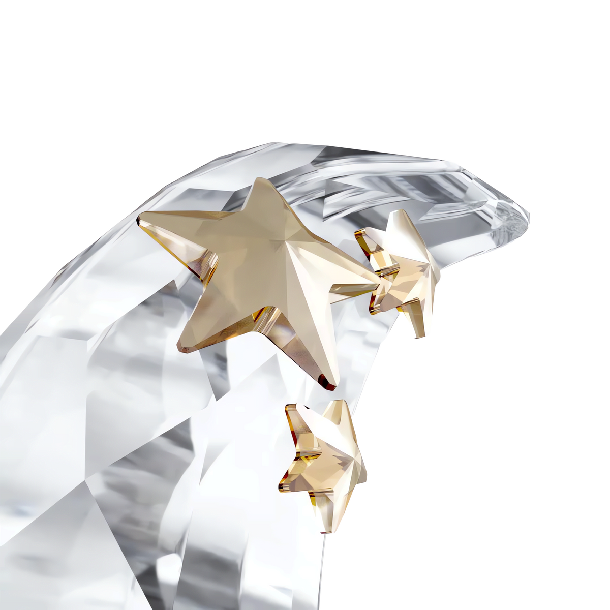 A sparkling, faceted crystal ball ornament from Swarovski’s 2025 Annual Edition is displayed against a plain white background—its refined design and exquisite craftsmanship evoke the sophisticated aesthetic of Swarovski and recall the elegant collections offered by Raffi Jewellers.