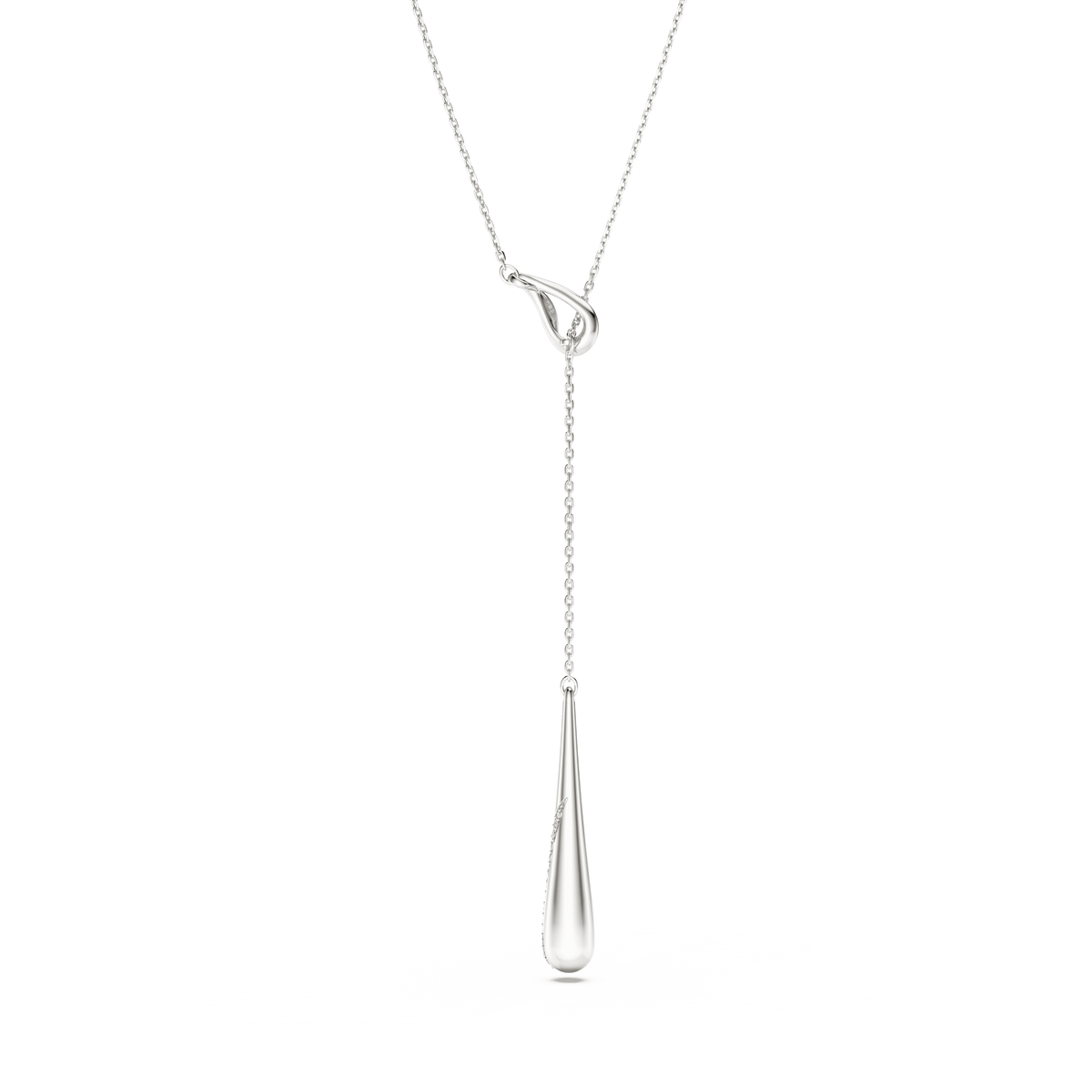 The Swarovski Classica Y pendant features a round-cut white Swarovski Zirconia set in sterling silver, suspended from a fine, adjustable chain and elegantly displayed against a plain white background.