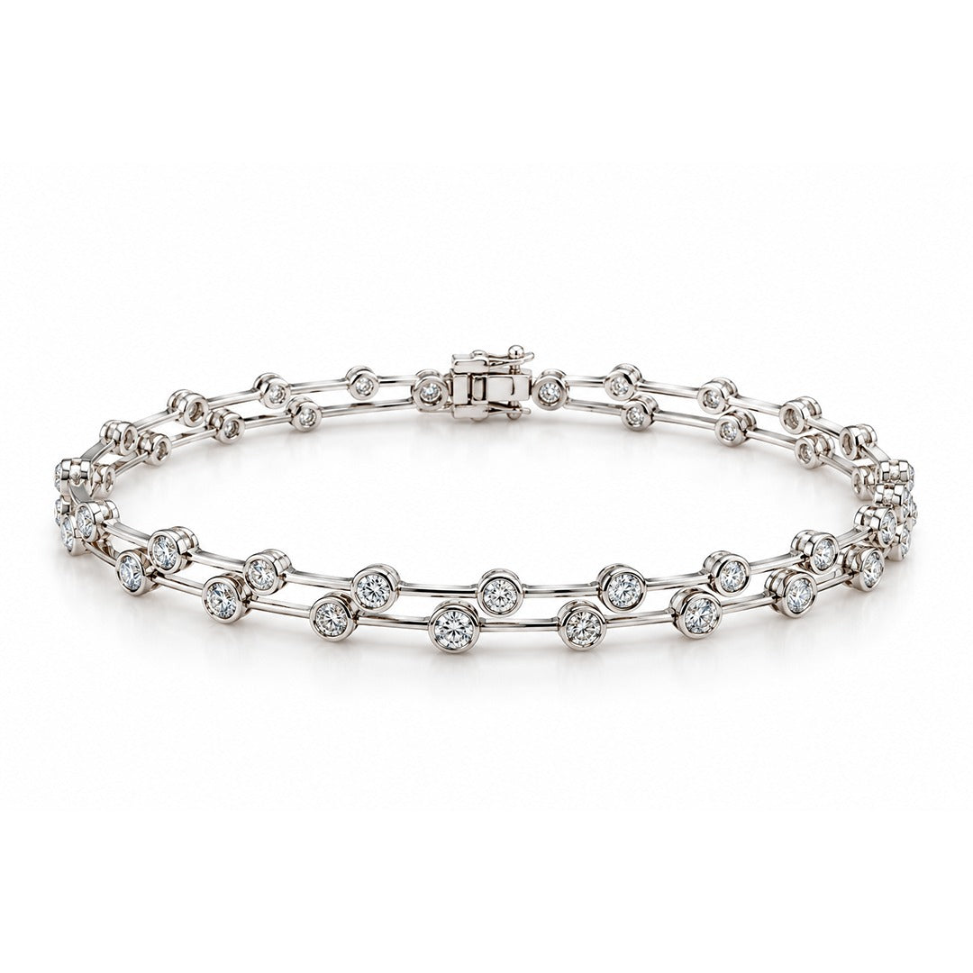 Raffi&Co.® 18K White Gold 1.71 ctw Round Diamond Station Bracelet — front view