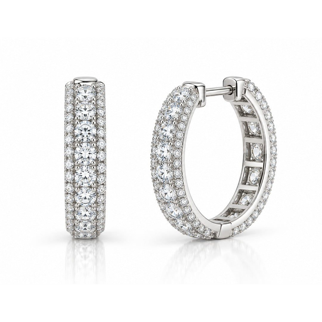 Raffi&Co.® 18K White Gold 2.80 ctw Round Diamond Inside-Out Hoop Earrings — front view