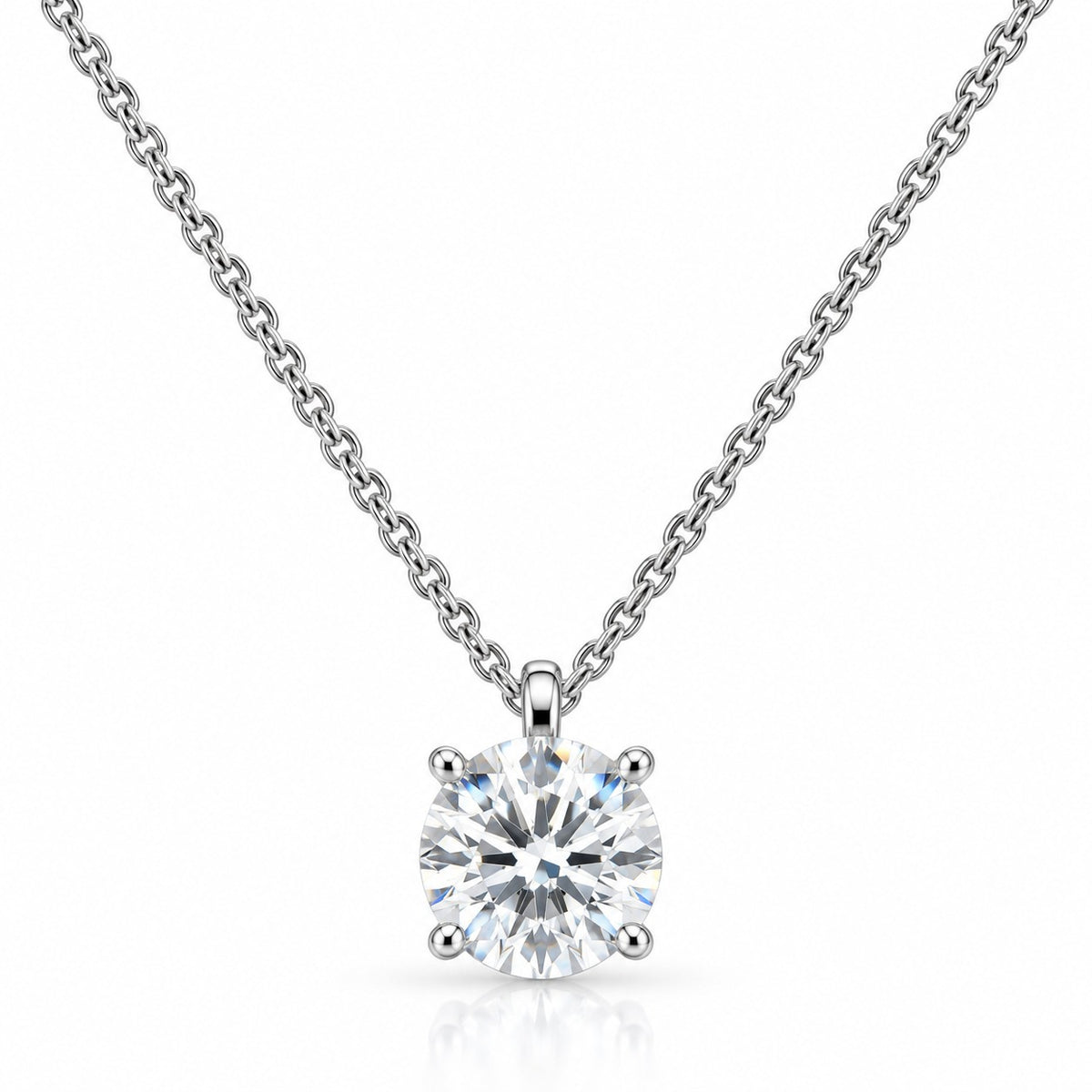 Raffi&Co.® 14K White Gold 0.76 ct Round Lab Grown Diamond Solitaire Pendant Necklace — front view
