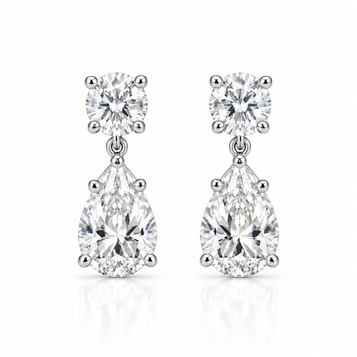 Raffi&Co.® 14K White Gold 4.85 ct tw Round and Pear Lab Grown Diamond Drop Earrings — front view
