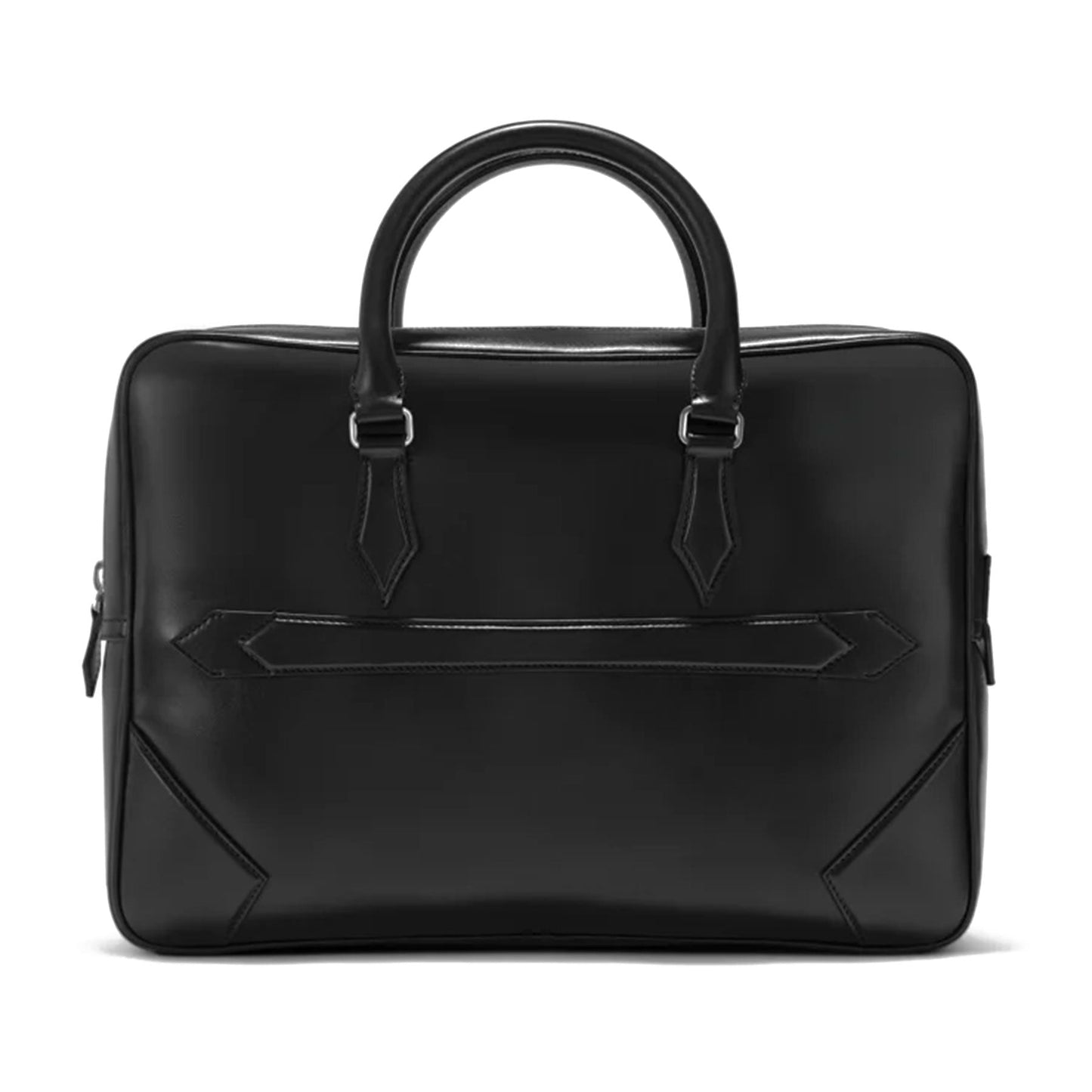The Montblanc Meisterstück Black Leather Document Case features an elegant black leather design with dual handles and subtle stitching. With the style number 129664, this refined briefcase from Montblanc is ideal for business or formal occasions.