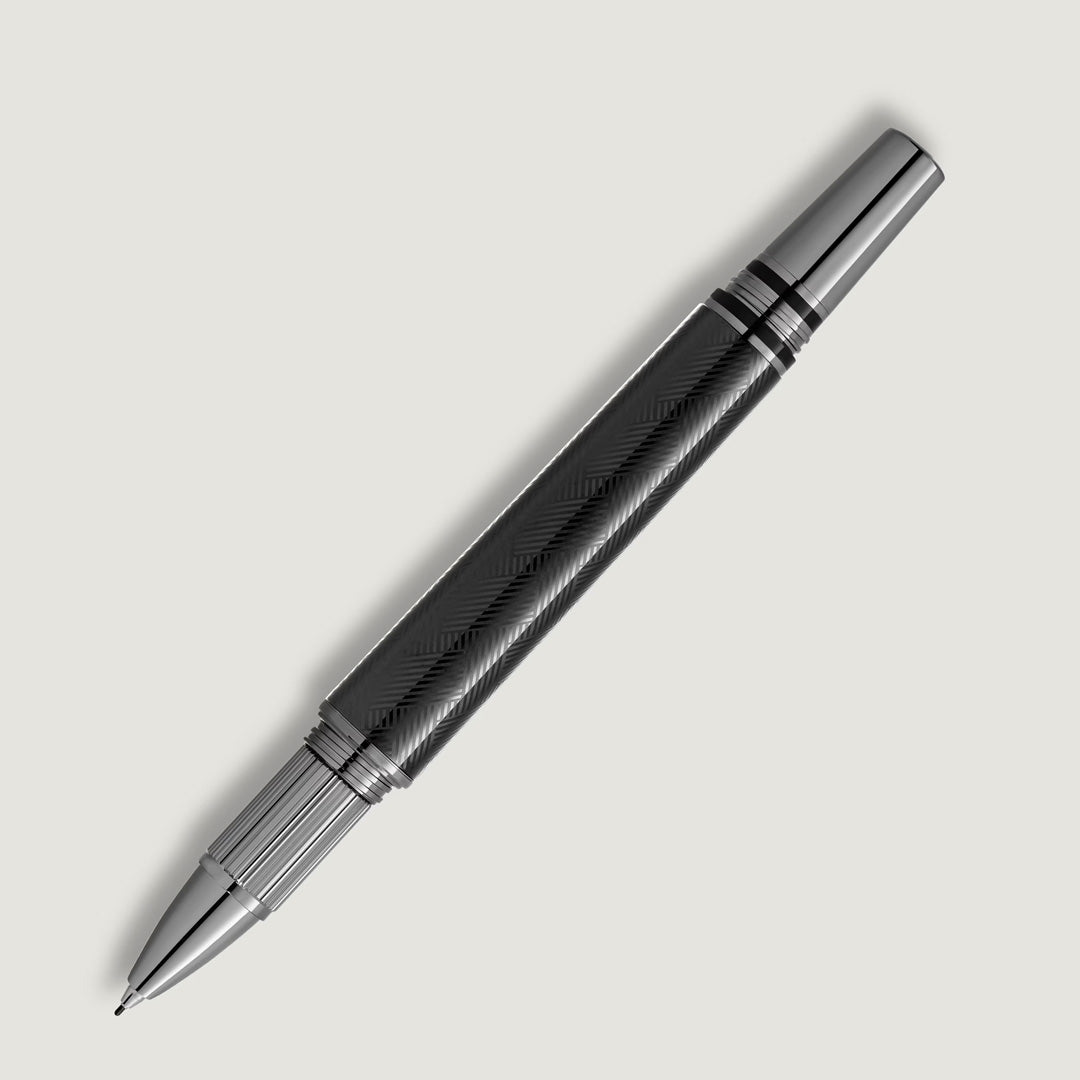 The Montblanc StarWalker Extreme Metal Fineliner Pen features a sleek black and silver design, textured barrel, ruthenium-coated accents, and fine point—an elegant addition from Montblanc for any writing collection.