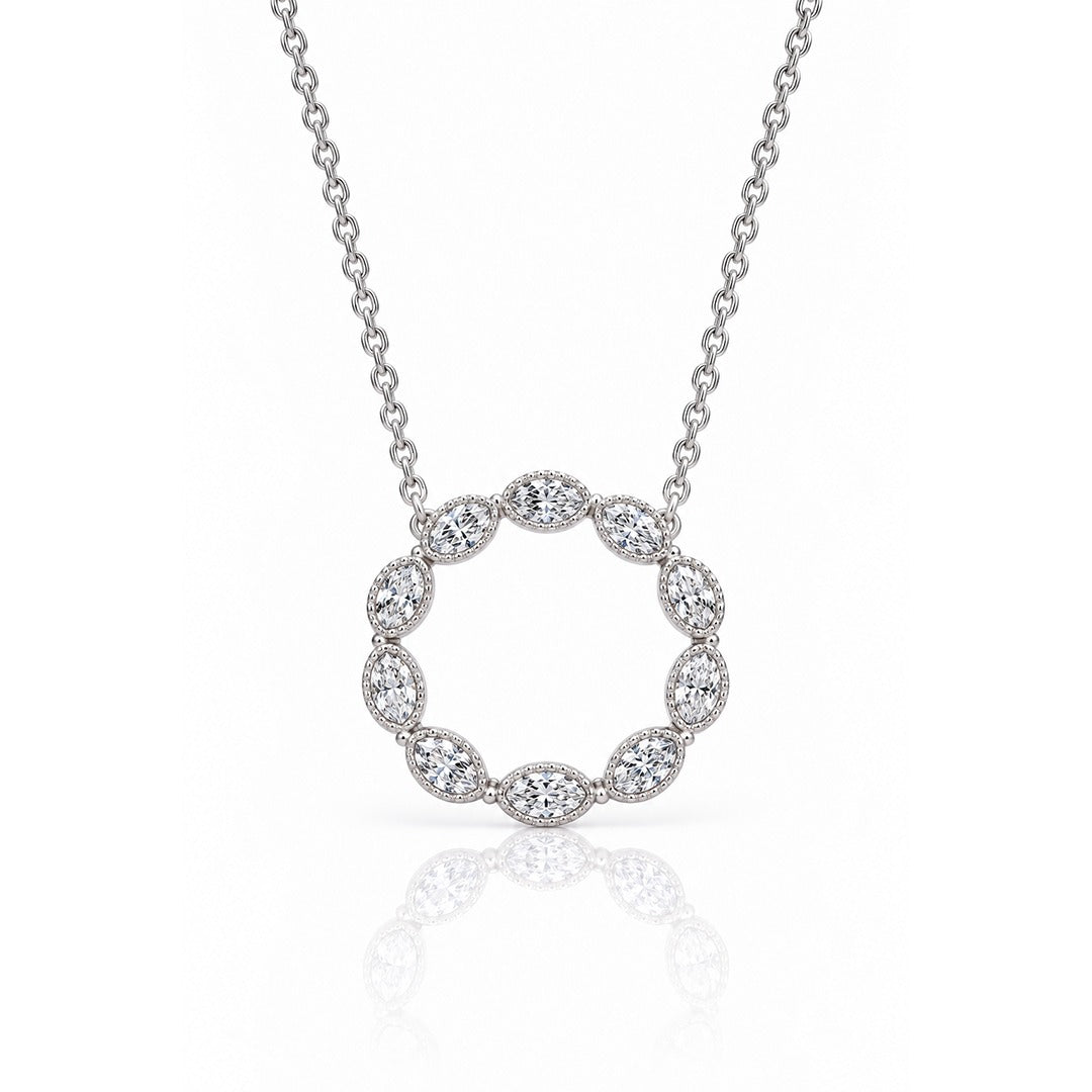 Raffi&Co.® 18K White Gold 0.84 ctw Pear Diamond Circle Pendant Necklace — front view