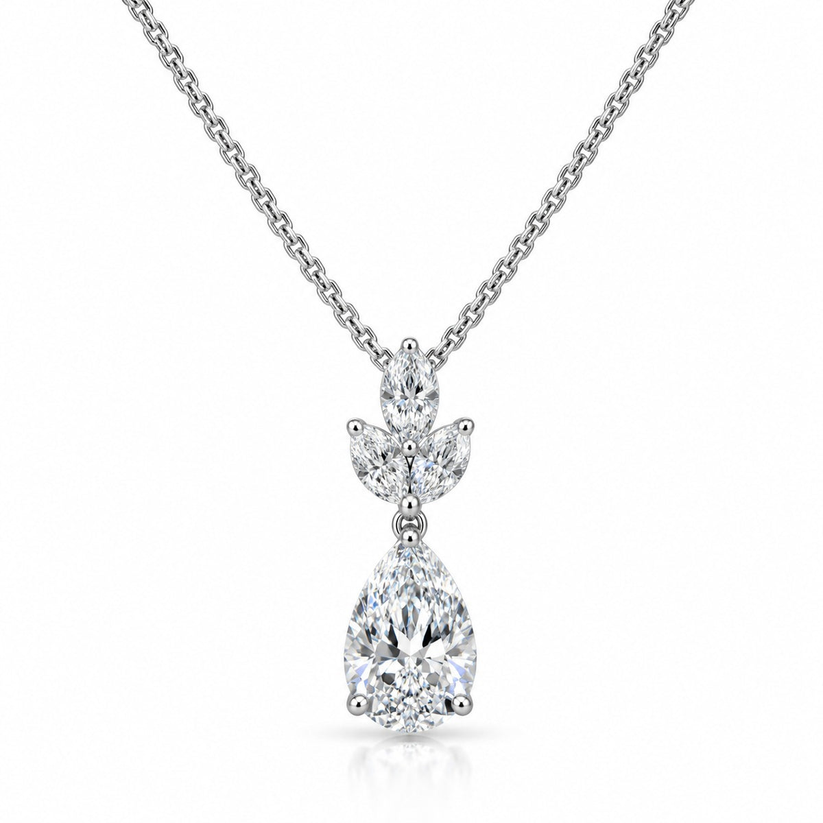 Raffi&Co.® 14K White Gold 4.05 ct Pear Lab Grown Diamond Drop Pendant Necklace — front view