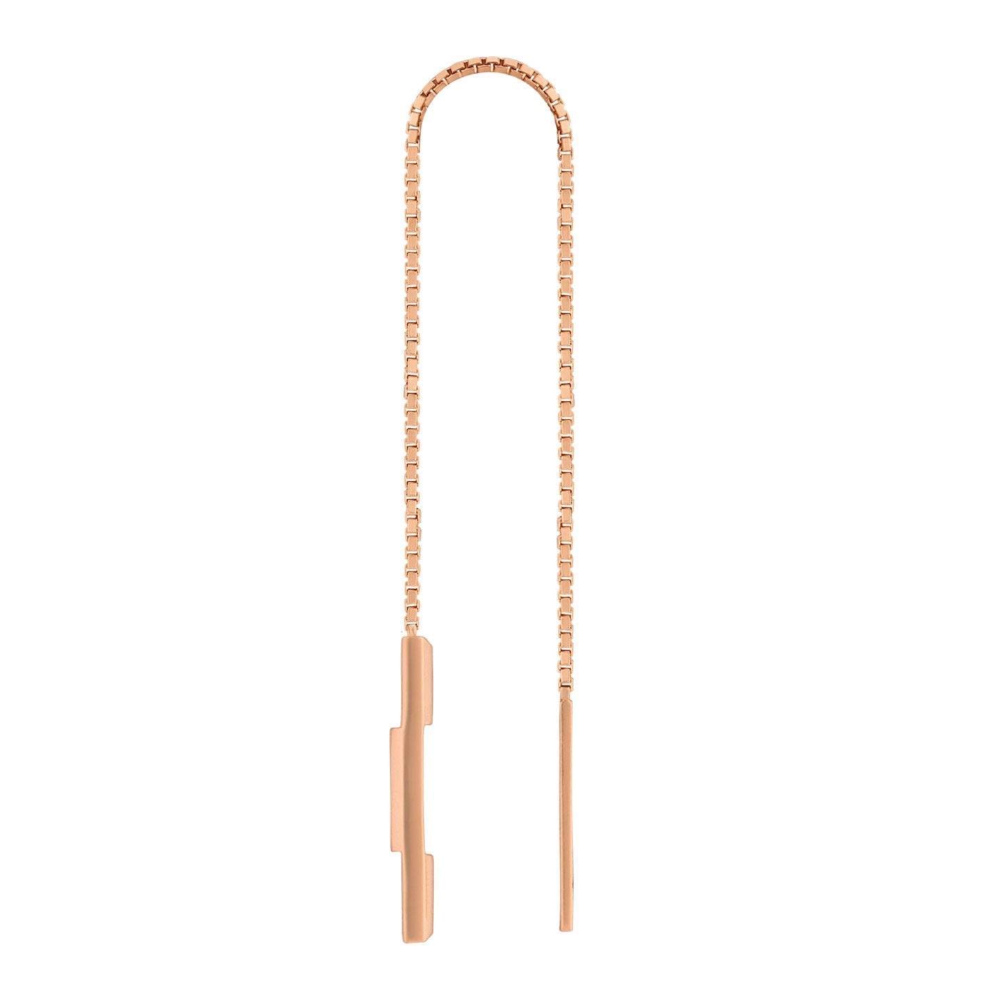 Introducing the Gucci Link To Love 18K Rose Gold Chain Drop Earrings by GUCCI Fine Jewellery, showcasing an elegant minimalist threader design with "Gucci" bars at the ends, crafted to evoke the timeless allure of 18K rose gold.