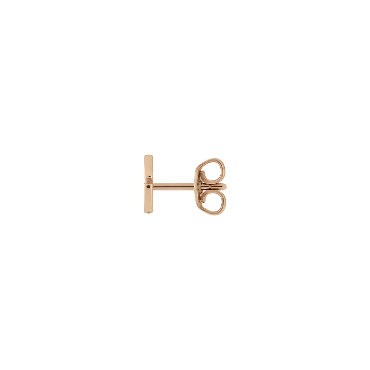 The Gucci GG Running 18K Rose Gold Stud Earring from GUCCI Fine Jewellery, featuring a T-bar design and butterfly back closure, is displayed on a white background.