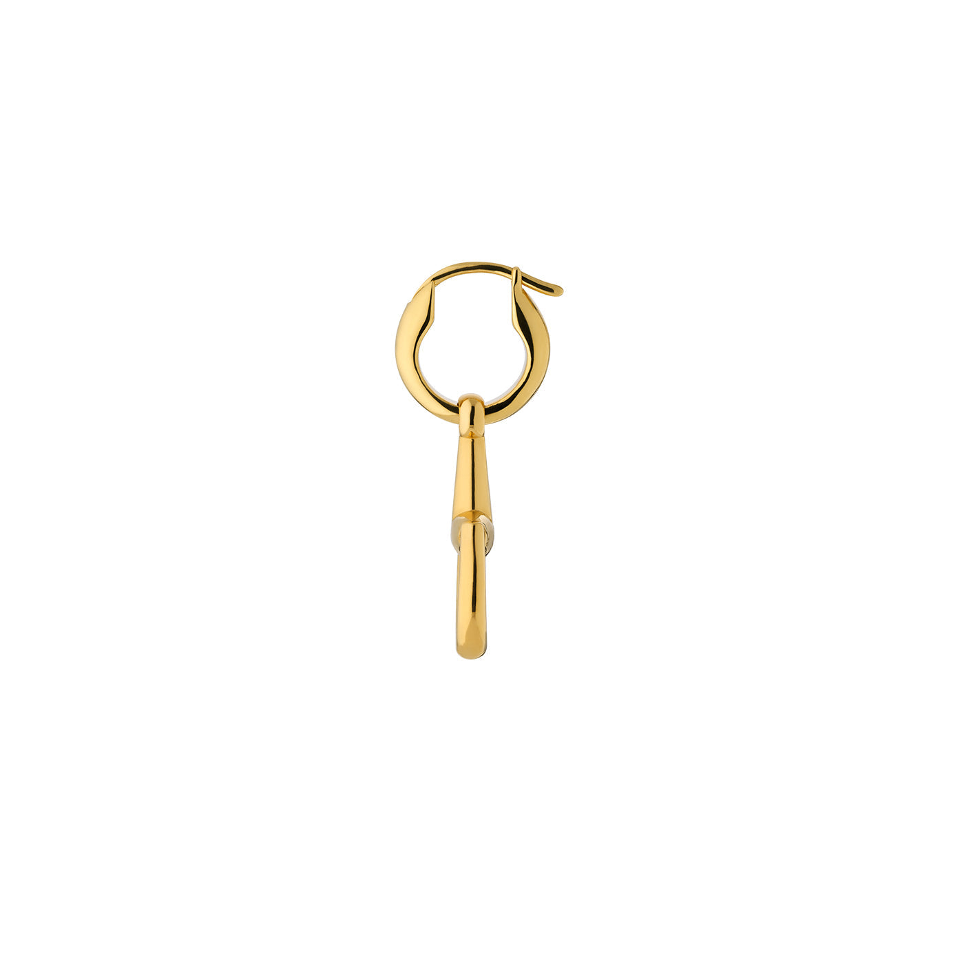 Introducing the Gucci Horsebit 18K Yellow Gold Earrings from GUCCI Fine Jewellery, featuring a stunning hoop design with a hanging cylindrical charm. Made from luxurious 18k yellow gold, these earrings exhibit a smooth, polished finish that exemplifies the elegance and sophistication of the Horsebit jewelry collection.