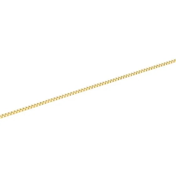 A delicate 20-inch Raffi Jewellers box chain in 14k white gold features a subtle shine and sturdy lobster clasp, showcasing its elegant design and fine craftsmanship.