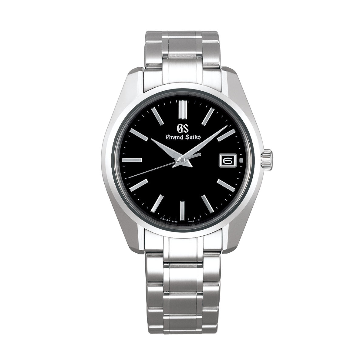 From the Grand Seiko Heritage Collection, the Grand Seiko Heritage Collection 9F Quartz 40mm Watch is an elegant piece featuring a silver metal wristwatch design with a black round face and silver hour markers. It showcases the logo under the 12 o'clock position and includes a date window at 3 o'clock. Its stainless steel band enhances the watch's timeless design.