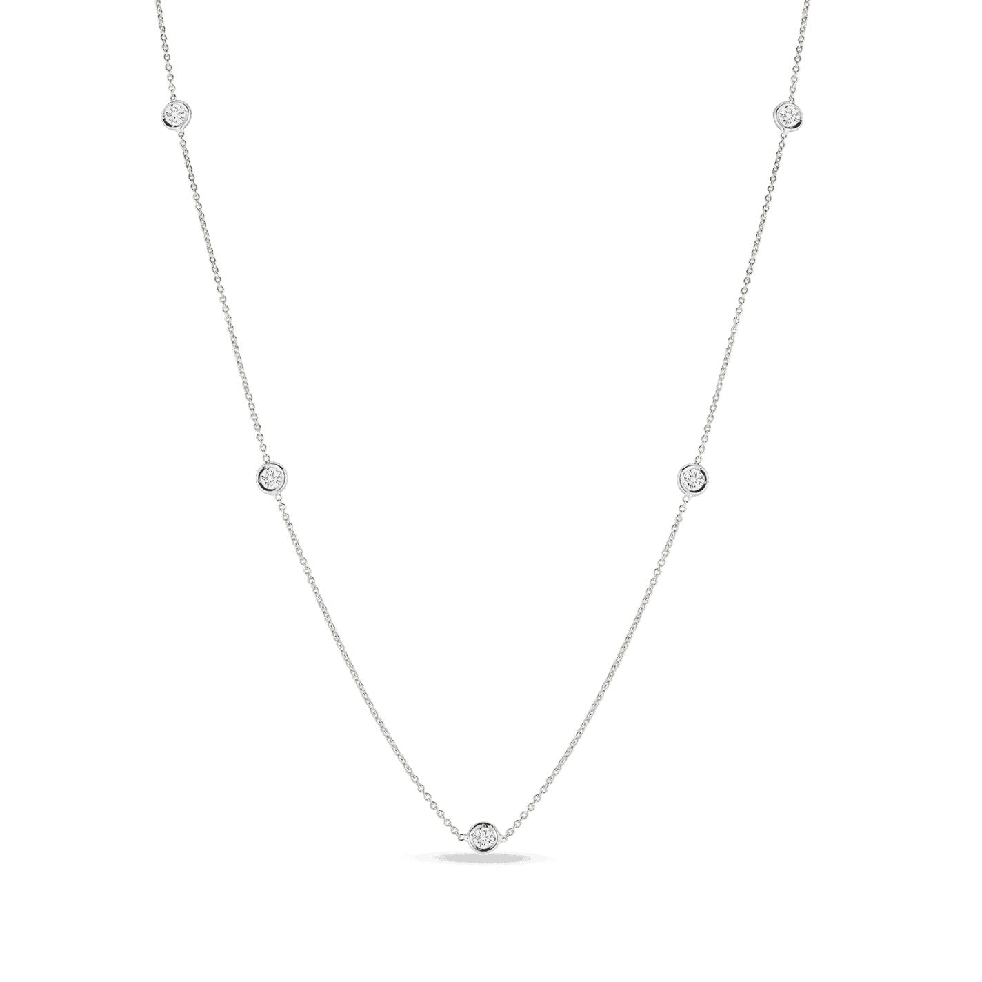 Roberto Coin Diamonds By The Inch 18K White Gold Five Station Necklace