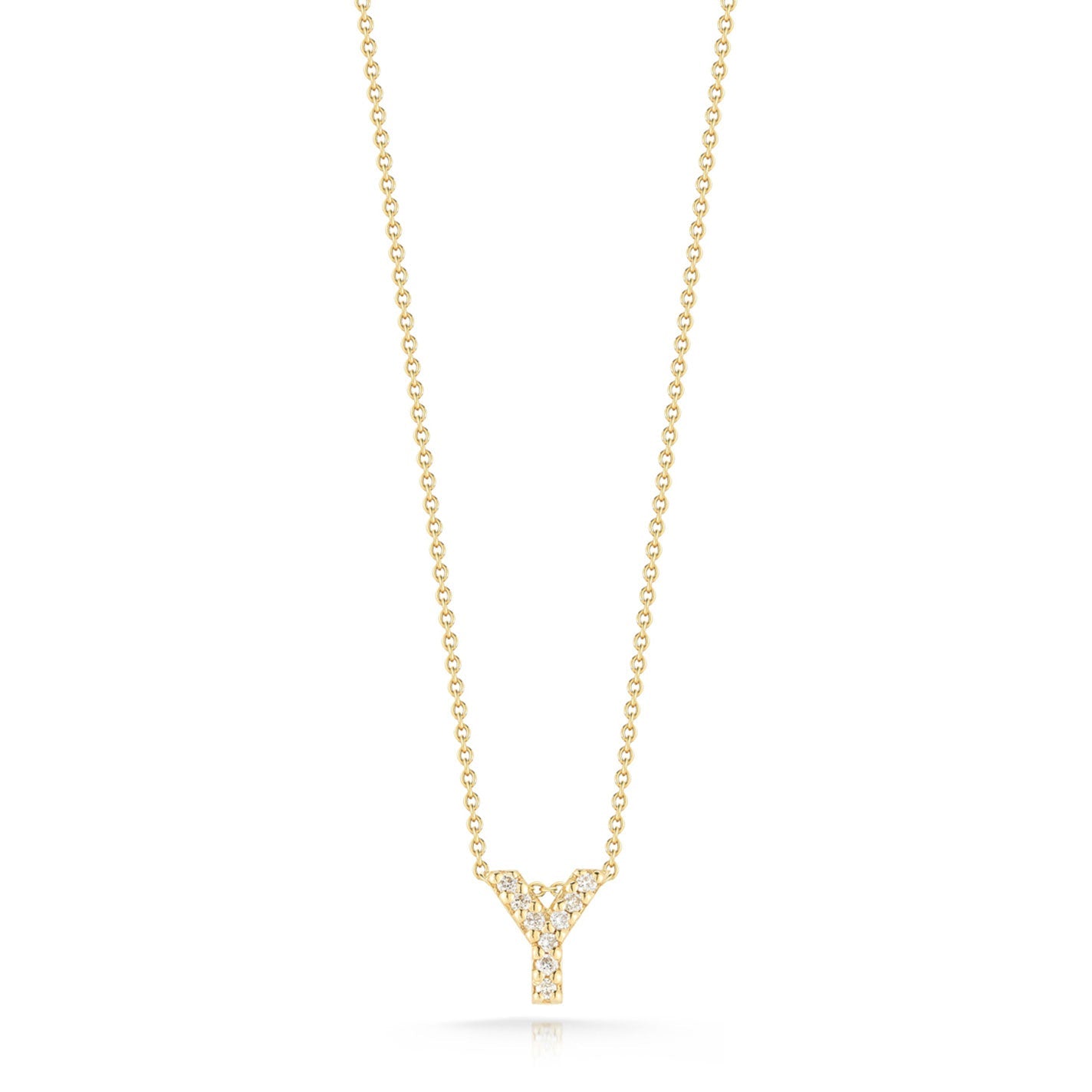 Roberto Coin Tiny Treasures Love Letter 18K Yellow Gold Diamond Initial Necklace Pendant