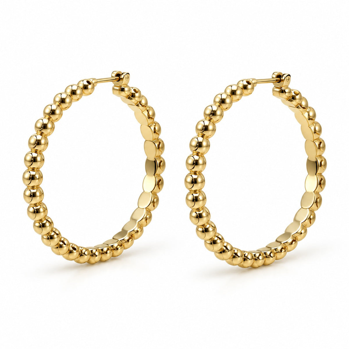 Raffi&Co.® 18K Yellow Gold Beaded Hoop Earrings — front view