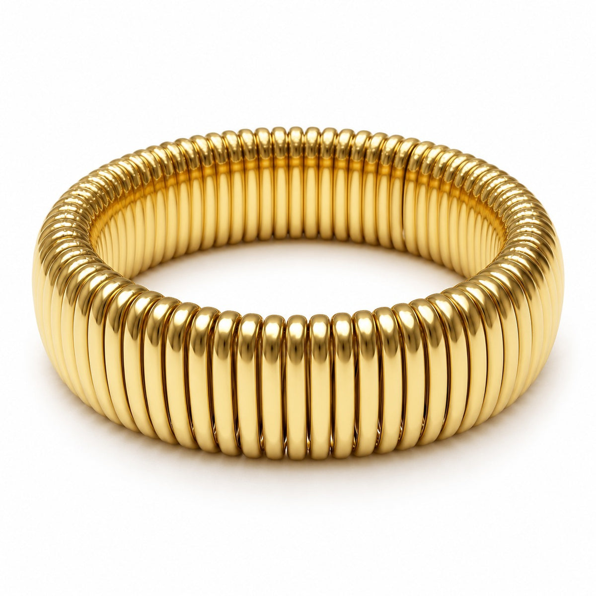 Raffi&Co.® 18K Yellow Gold Wide Ribbed Flexible Bracelet — front view