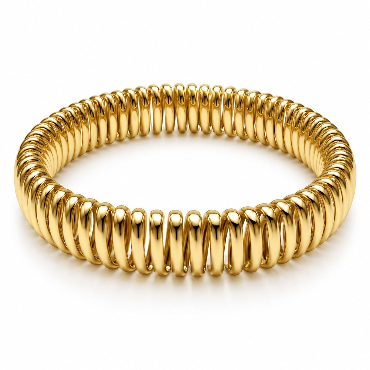 Raffi&Co.® 18K Yellow Gold Ribbed Flexible Bracelet — front view