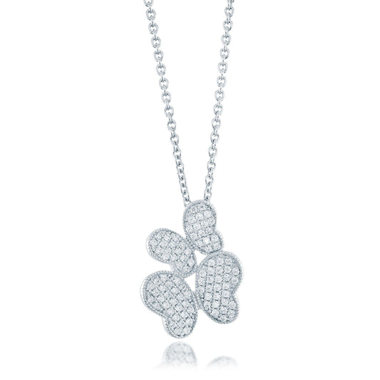 Introducing the Miss Mimi Sterling Silver Necklace by Yael, featuring a dazzling cubic zirconia double butterfly pendant. This elegant and symmetrical design is finished with an adjustable Italian chain for a perfect fit.