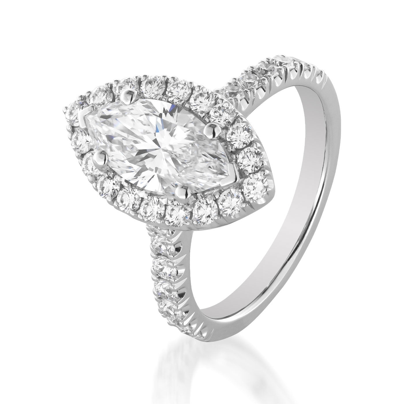 Raffi&Co.® 14K White Gold Marquise Halo Diamond Engagement Ring