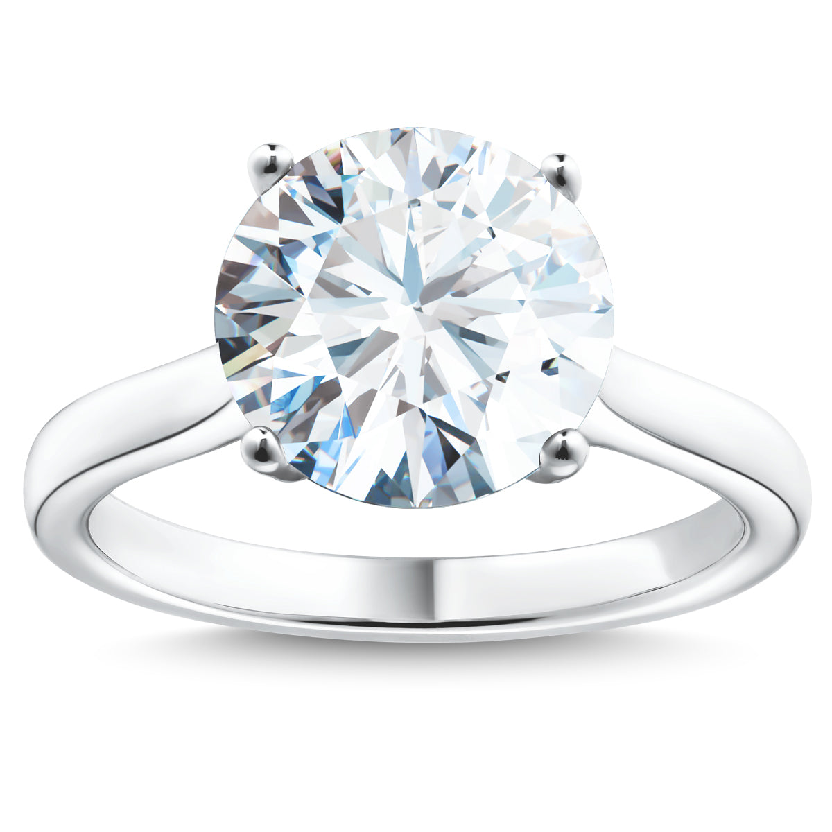 The Raffi&Co.® 14K White Gold Round Brilliant Solitaire Lab Diamond Engagement Ring features a refined and timeless design, presenting a lab-created diamond set in a classic four-prong setting. The smooth and polished 14K white gold band enhances the scintillating beauty of the round-cut gem.