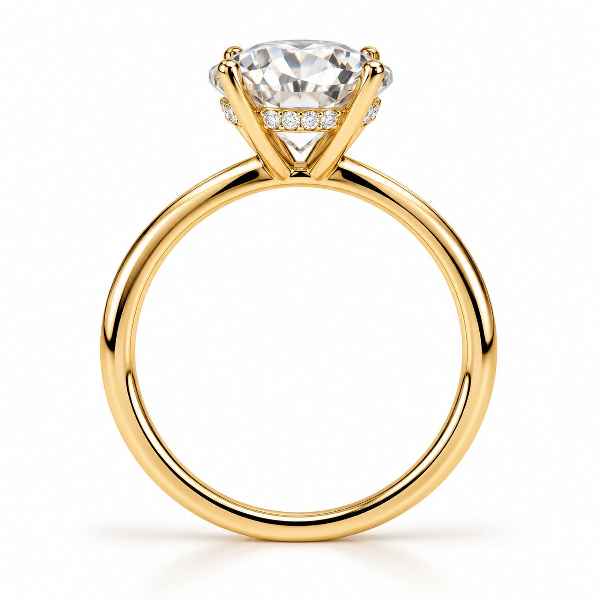 Raffi&Co.® 14K Yellow Gold 3.52 ct Round Lab Grown Diamond Hidden Halo Engagement Ring — angle view