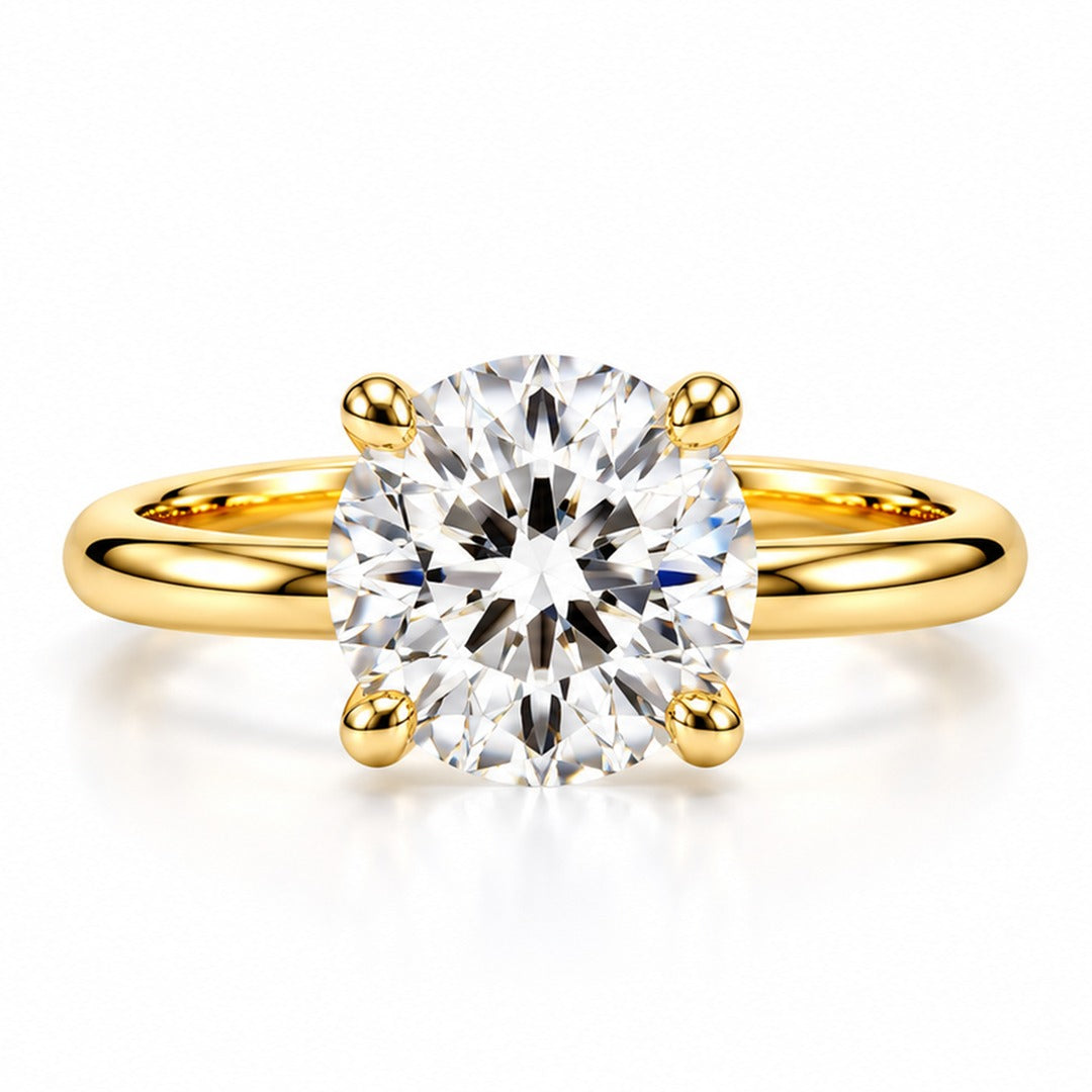 Raffi&Co.® 14K Yellow Gold 3.52 ct Round Lab Grown Diamond Hidden Halo Engagement Ring — front view