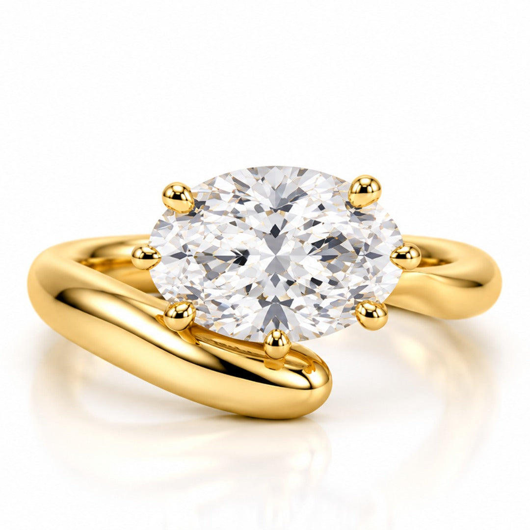 Raffi&Co.® 14K Yellow Gold 1.56 ct Oval Lab Grown Diamond East-West Bypass Engagement Ring — front view