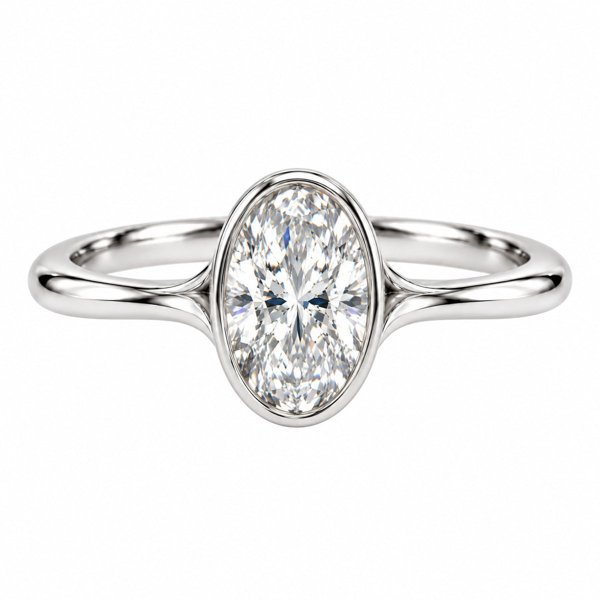 Raffi&Co.® 14K White Gold 1.51 ct Oval Lab Grown Diamond Bezel Engagement Ring — front view