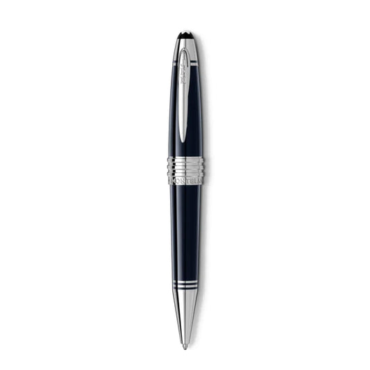 Introducing the Montblanc Great Characters John F. Kennedy Special Edition Ballpoint Pen, a sleek black and silver writing instrument featuring a polished finish and a clip on the cap. This elegant design honors John F. Kennedy's timeless style, making it an exquisite addition to any collection.