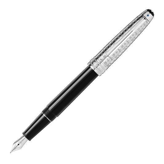 The Montblanc Meisterstuck Unicef Doue Classique Fountain Pen combines a sleek black design with a glossy finish and a silver cap, offering both luxury and a timeless writing experience. The pen's elegantly crafted nib makes it an excellent choice for those who value fine craftsmanship and support literacy education initiatives.
