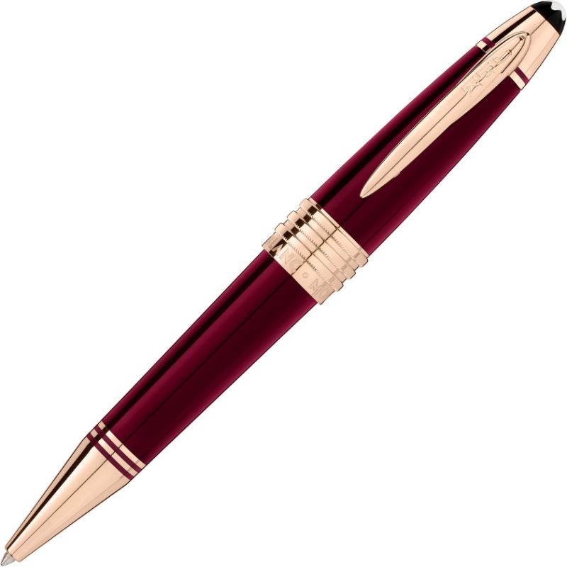 The Montblanc John F. Kennedy Special Edition Burgundy Ballpoint Pen is a luxurious writing instrument in a rich burgundy hue with sleek gold accents. It features a polished clip, making it perfect for sophisticated writing tasks.