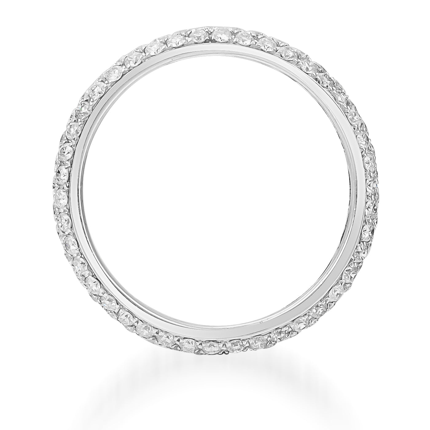 The Raffi&Co.® 14K White Gold Diamond Anniversary Ring is showcased against a plain white background, featuring an elegant design with clear gemstones encircling its entire band.