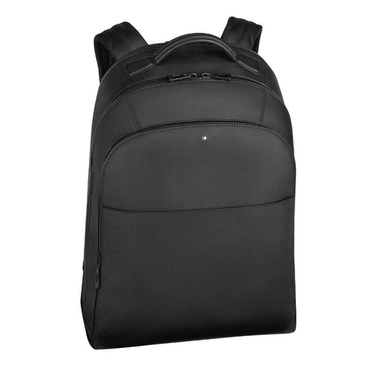 Introducing the Montblanc Extreme 2.0 Leather Backpack by Montblanc: a stylish black backpack with multiple compartments, including one specially designed for laptops. It comes with durable shoulder straps and a small circular logo near the top. This backpack, crafted for urban explorers, boasts a minimalist and modern design ideal for daily use or travel.