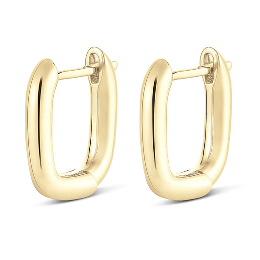 A pair of Miss Mimi by Yael 18K yellow gold vermeil and sterling silver square hoop earrings, shown against a white background. The earrings feature a smooth, polished finish with a simple, elegant design.