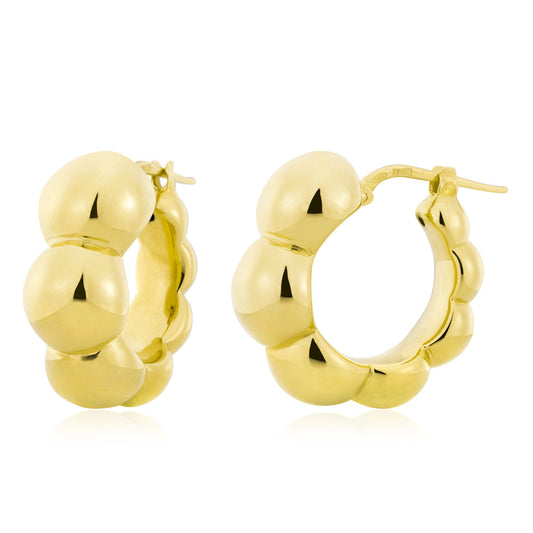 The Miss Mimi by Yael 18K Yellow Gold Vermeil Beaded Hoop Earrings highlight a smooth, rounded beaded design set against a white background.