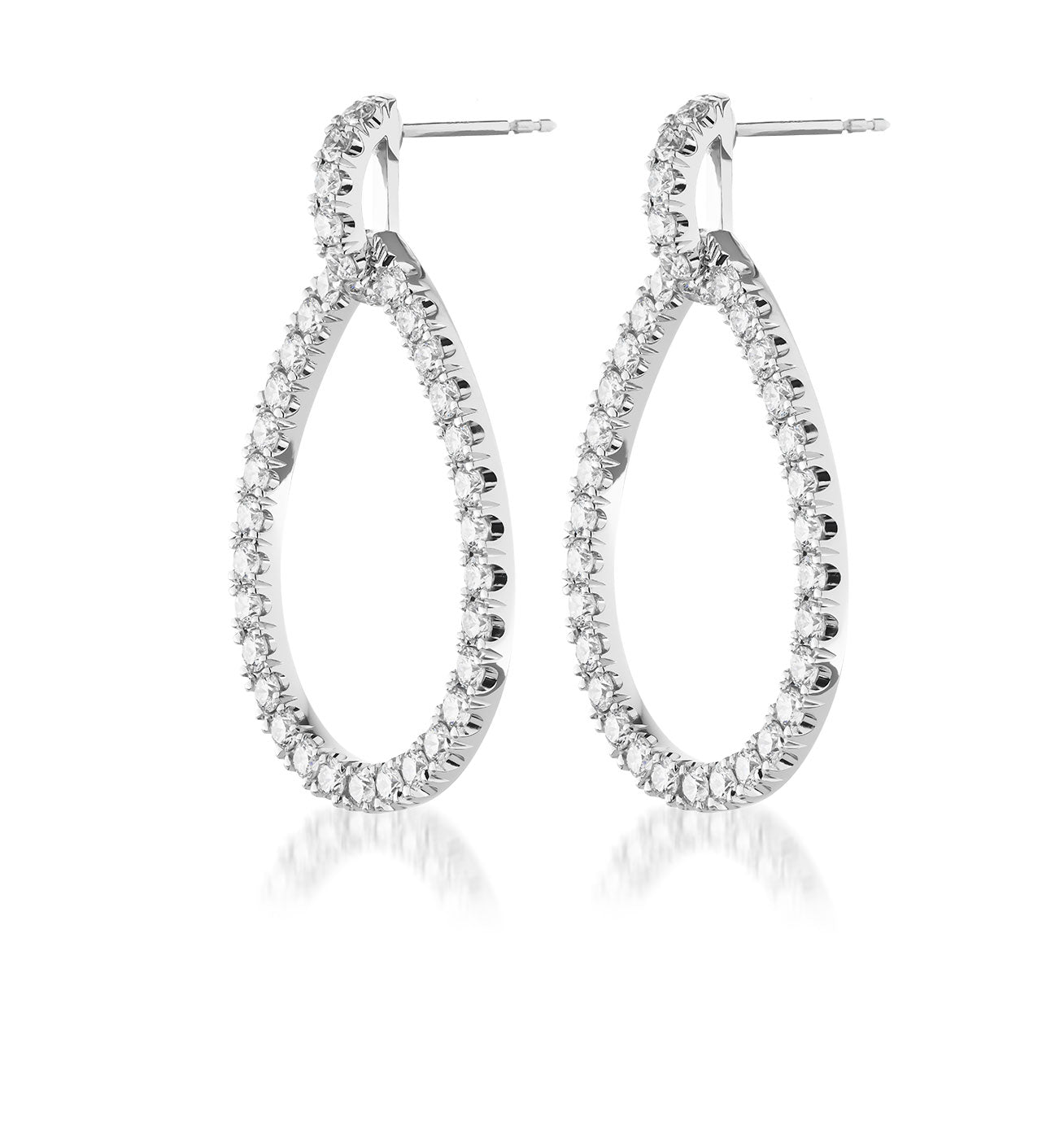 Featuring a modern and refined design, the Raffi&Co.® 14K White Gold Diamond Drop Earrings are an elegant pair of luxury jewelry adorned with sparkling, clear diamonds across their entire length. Set against a white background, these earrings epitomize sophistication.