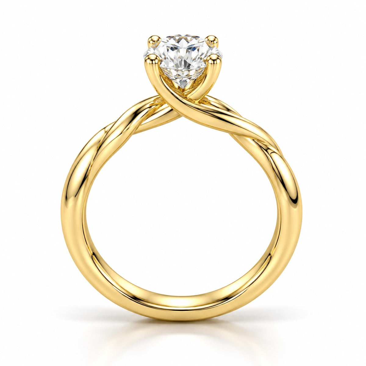 Raffi&Co.® 14K Yellow Gold 1.47 ct Round Lab Grown Diamond Twist Engagement Ring — angle view