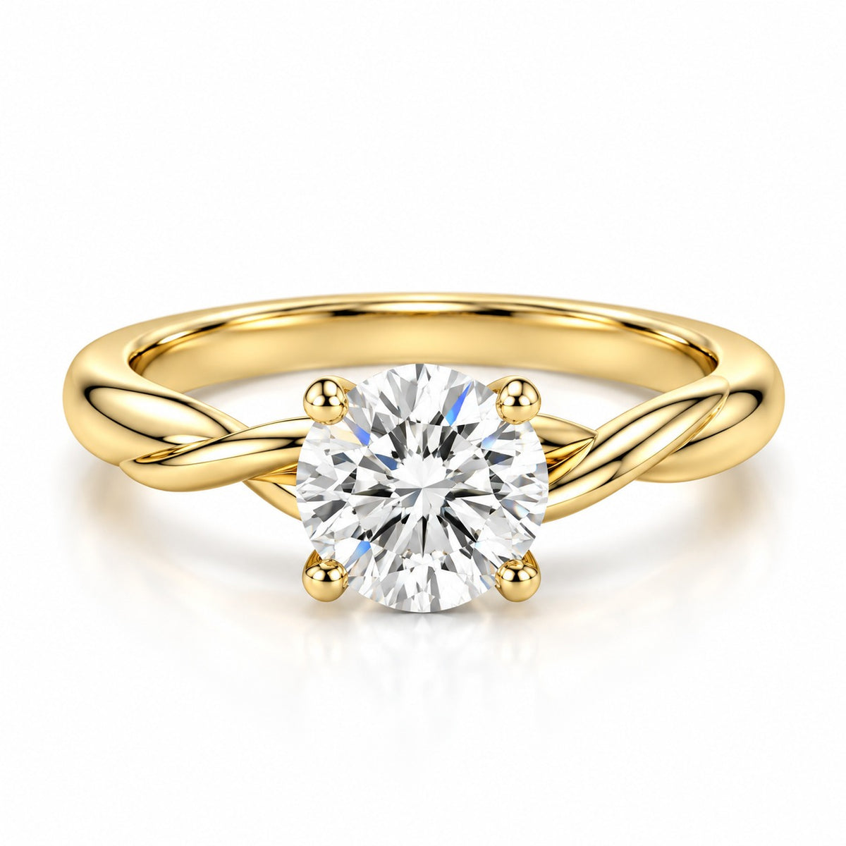 Raffi&Co.® 14K Yellow Gold 1.47 ct Round Lab Grown Diamond Twist Engagement Ring — front view